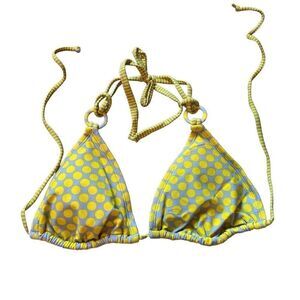 Xhileration grey and yellow polka dot bikini top